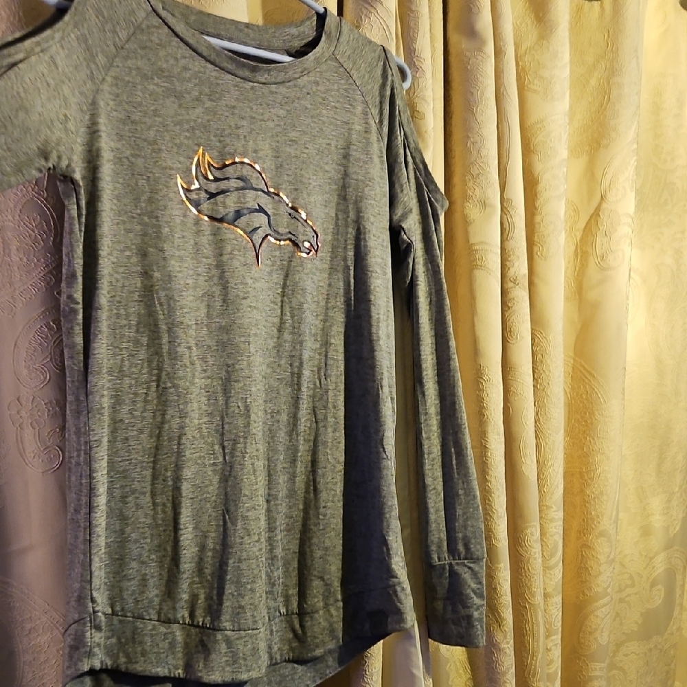 Fanatics Gray Long Sleeve Tee Soft Cotton Blend Crewneck